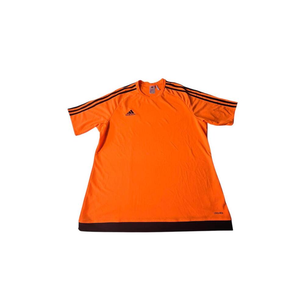 Adidas Orange Athletic Shirt with Black Stripes